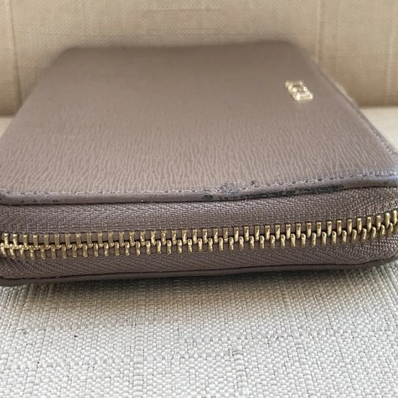 Furla Women Wristlet Genuine Leather Beige Wallet Card Holder Purse - Picture 6 of 12